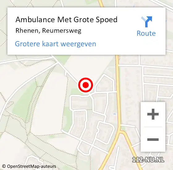 Locatie op kaart van de 112 melding: Ambulance Met Grote Spoed Naar Rhenen, Reumersweg op 2 juli 2021 17:02