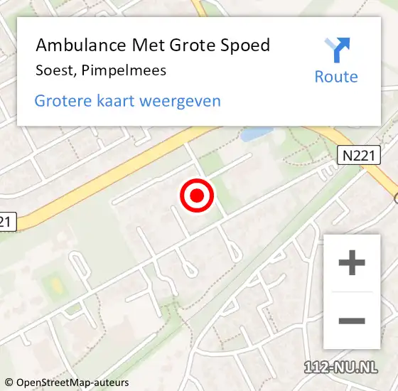 Locatie op kaart van de 112 melding: Ambulance Met Grote Spoed Naar Soest, Pimpelmees op 15 juni 2014 03:30