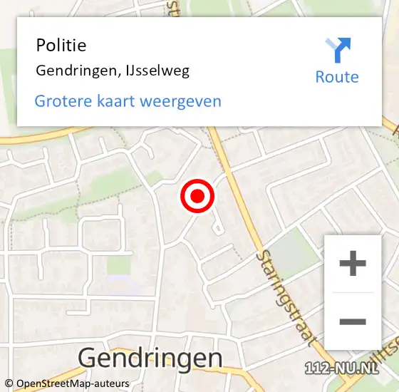 Locatie op kaart van de 112 melding: Politie Gendringen, IJsselweg op 2 juli 2021 17:26