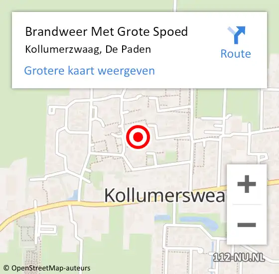 Locatie op kaart van de 112 melding: Brandweer Met Grote Spoed Naar Kollumerzwaag, De Paden op 15 juni 2014 03:35