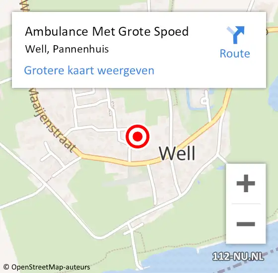 Locatie op kaart van de 112 melding: Ambulance Met Grote Spoed Naar Well, Pannenhuis op 2 juli 2021 17:33