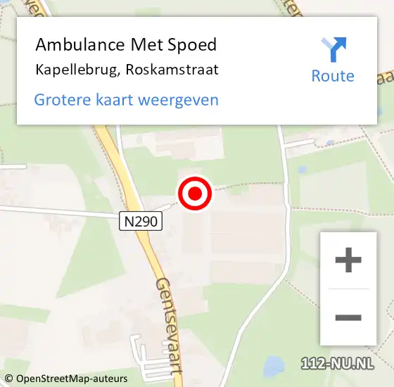 Locatie op kaart van de 112 melding: Ambulance Met Spoed Naar Kapellebrug, Roskamstraat op 15 juni 2014 03:41