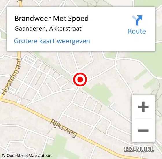 Locatie op kaart van de 112 melding: Brandweer Met Spoed Naar Gaanderen, Akkerstraat op 2 juli 2021 18:15