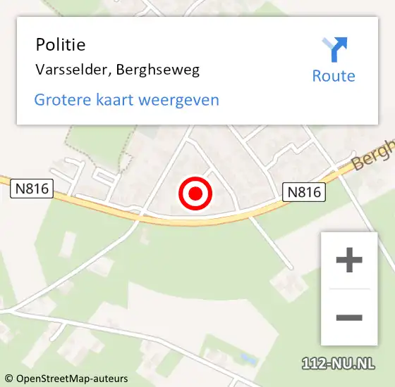 Locatie op kaart van de 112 melding: Politie Varsselder, Berghseweg op 2 juli 2021 18:16