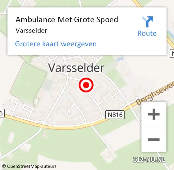 Locatie op kaart van de 112 melding: Ambulance Met Grote Spoed Naar Varsselder op 2 juli 2021 18:16