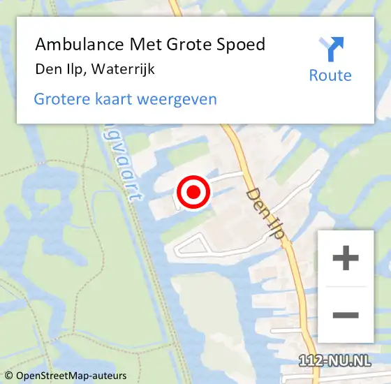 Locatie op kaart van de 112 melding: Ambulance Met Grote Spoed Naar Den Ilp, Waterrijk op 2 juli 2021 18:23