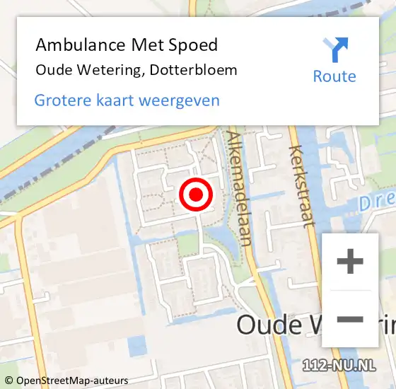 Locatie op kaart van de 112 melding: Ambulance Met Spoed Naar Oude Wetering, Dotterbloem op 2 juli 2021 18:49