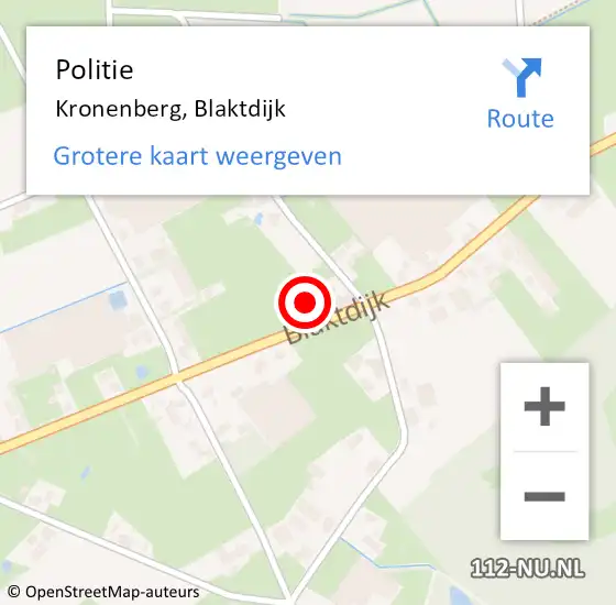 Locatie op kaart van de 112 melding: Politie Kronenberg, Blaktdijk op 2 juli 2021 18:50