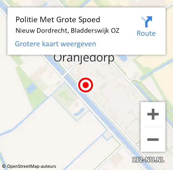 Locatie op kaart van de 112 melding: Politie Met Grote Spoed Naar Nieuw Dordrecht, Bladderswijk OZ op 2 juli 2021 18:51