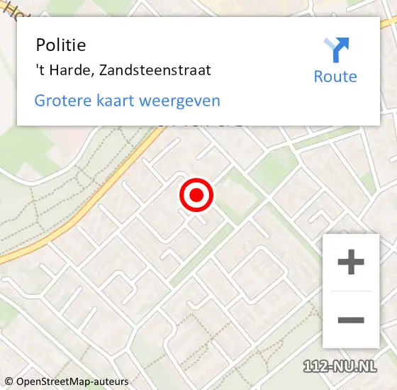 Locatie op kaart van de 112 melding: Politie 't Harde, Zandsteenstraat op 2 juli 2021 19:11