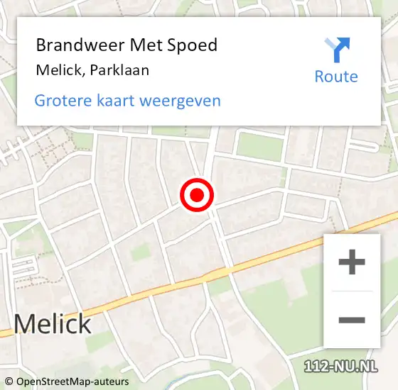 Locatie op kaart van de 112 melding: Brandweer Met Spoed Naar Melick, Parklaan op 2 juli 2021 19:16