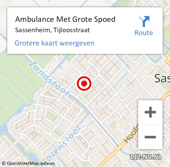 Locatie op kaart van de 112 melding: Ambulance Met Grote Spoed Naar Sassenheim, Tijloosstraat op 2 juli 2021 19:40