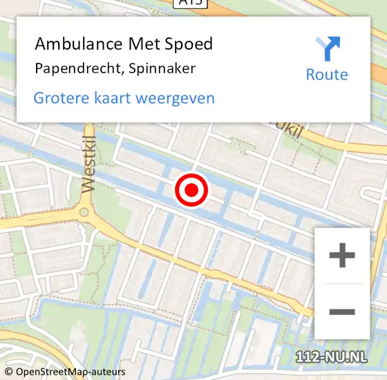 Locatie op kaart van de 112 melding: Ambulance Met Spoed Naar Papendrecht, Spinnaker op 2 juli 2021 19:40