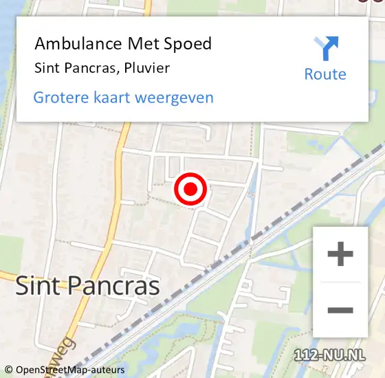 Locatie op kaart van de 112 melding: Ambulance Met Spoed Naar Sint Pancras, Pluvier op 5 oktober 2013 05:58