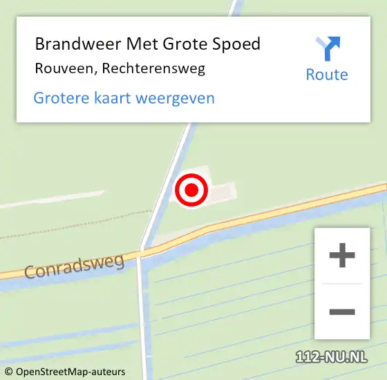 Locatie op kaart van de 112 melding: Brandweer Met Grote Spoed Naar Rouveen, Rechterensweg op 15 juni 2014 04:26