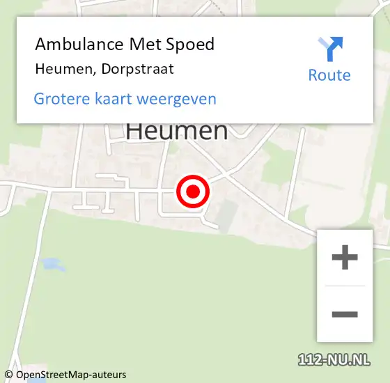 Locatie op kaart van de 112 melding: Ambulance Met Spoed Naar Heumen, Dorpstraat op 2 juli 2021 20:37