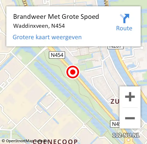 Locatie op kaart van de 112 melding: Brandweer Met Grote Spoed Naar Waddinxveen, Kanaaldijk op 15 juni 2014 04:30