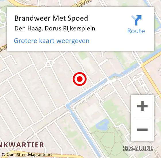 Locatie op kaart van de 112 melding: Brandweer Met Spoed Naar Den Haag, Dorus Rijkersplein op 2 juli 2021 20:44
