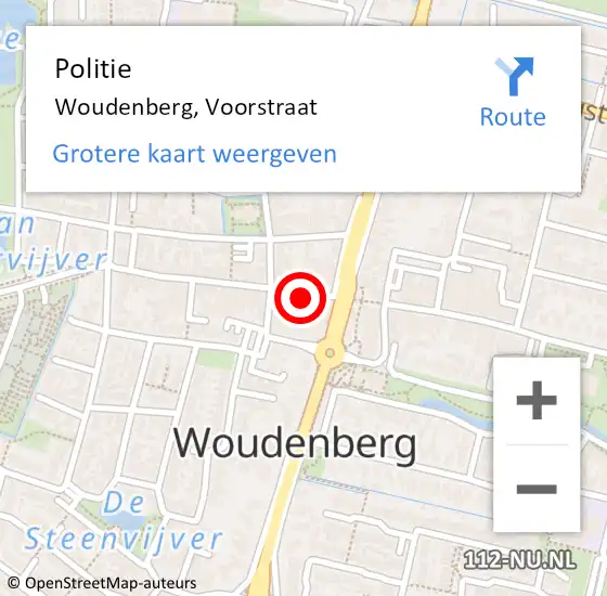 Locatie op kaart van de 112 melding: Politie Woudenberg, Voorstraat op 2 juli 2021 21:12