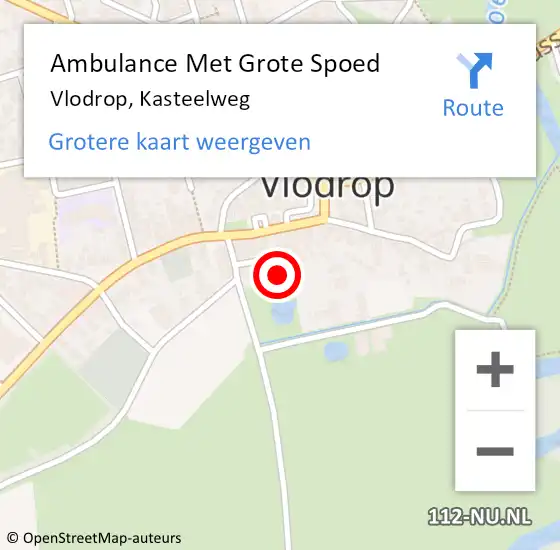 Locatie op kaart van de 112 melding: Ambulance Met Grote Spoed Naar Vlodrop, Kasteelweg op 2 juli 2021 21:44