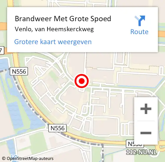 Locatie op kaart van de 112 melding: Brandweer Met Grote Spoed Naar Venlo, van Heemskerckweg op 2 juli 2021 21:46