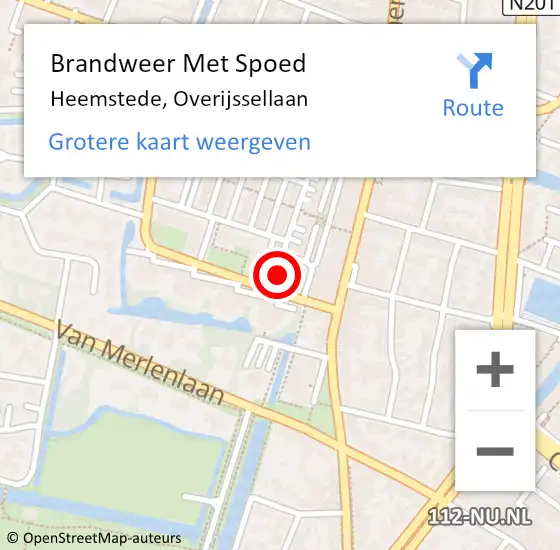 Locatie op kaart van de 112 melding: Brandweer Met Spoed Naar Heemstede, Overijssellaan op 2 juli 2021 21:48