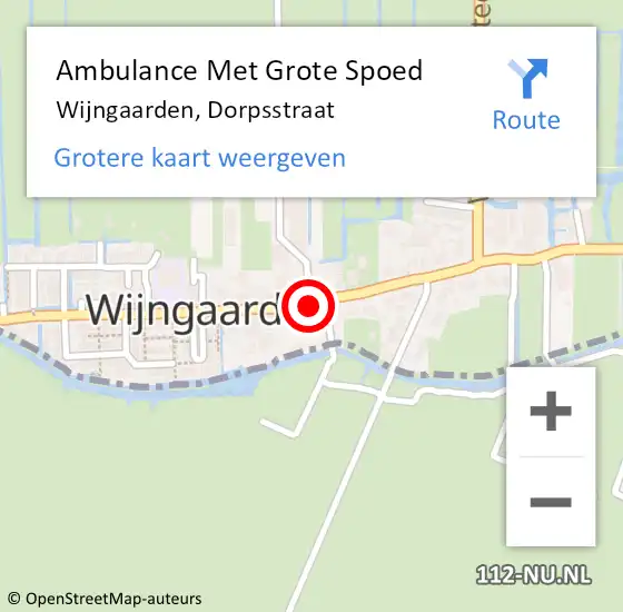 Locatie op kaart van de 112 melding: Ambulance Met Grote Spoed Naar Wijngaarden, Dorpsstraat op 2 juli 2021 21:49