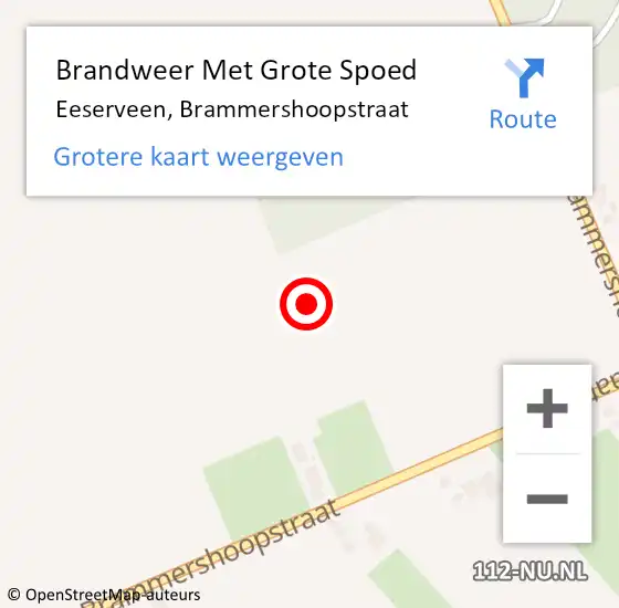 Locatie op kaart van de 112 melding: Brandweer Met Grote Spoed Naar Eeserveen, Brammershoopstraat op 2 juli 2021 22:18