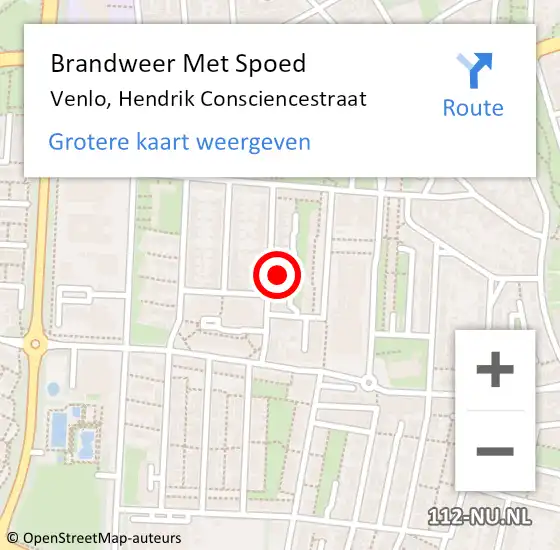 Locatie op kaart van de 112 melding: Brandweer Met Spoed Naar Venlo, Hendrik Consciencestraat op 2 juli 2021 22:26