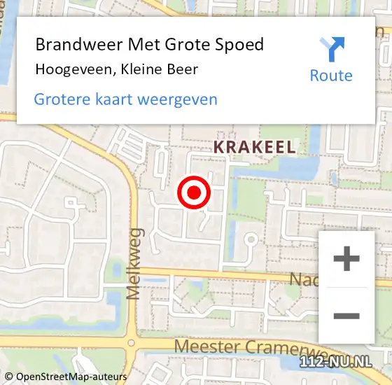 Locatie op kaart van de 112 melding: Brandweer Met Grote Spoed Naar Hoogeveen, Kleine Beer op 2 juli 2021 22:46