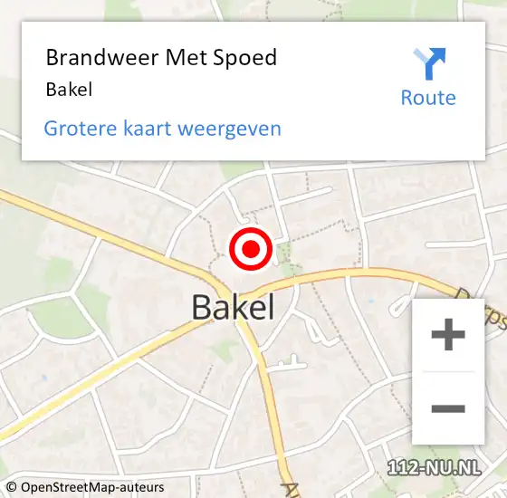 Locatie op kaart van de 112 melding: Brandweer Met Spoed Naar Bakel op 15 juni 2014 04:57