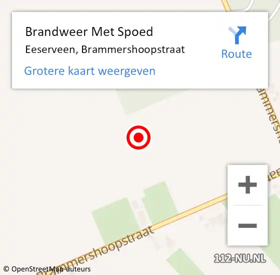 Locatie op kaart van de 112 melding: Brandweer Met Spoed Naar Eeserveen, Brammershoopstraat op 2 juli 2021 23:17