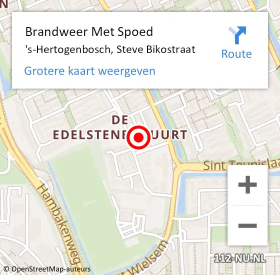 Locatie op kaart van de 112 melding: Brandweer Met Spoed Naar 's-Hertogenbosch, Steve Bikostraat op 2 juli 2021 23:24