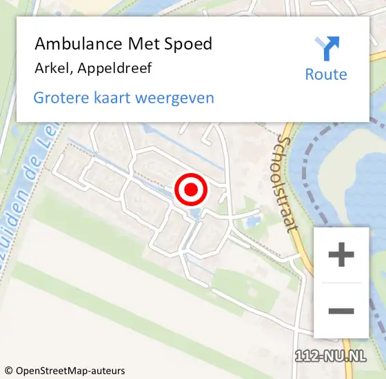 Locatie op kaart van de 112 melding: Ambulance Met Spoed Naar Arkel, Appeldreef op 2 juli 2021 23:27