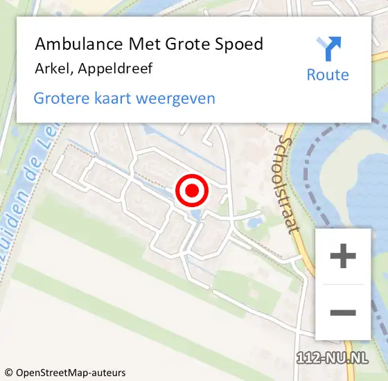 Locatie op kaart van de 112 melding: Ambulance Met Grote Spoed Naar Arkel, Appeldreef op 2 juli 2021 23:29