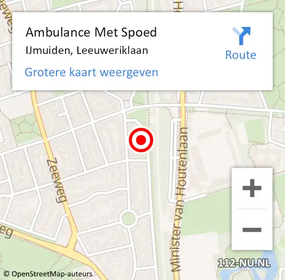 Locatie op kaart van de 112 melding: Ambulance Met Spoed Naar IJmuiden, Leeuweriklaan op 2 juli 2021 23:32
