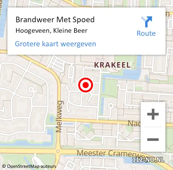 Locatie op kaart van de 112 melding: Brandweer Met Spoed Naar Hoogeveen, Kleine Beer op 2 juli 2021 23:37