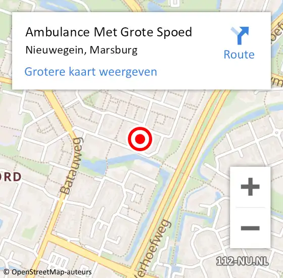 Locatie op kaart van de 112 melding: Ambulance Met Grote Spoed Naar Nieuwegein, Marsburg op 15 juni 2014 05:06