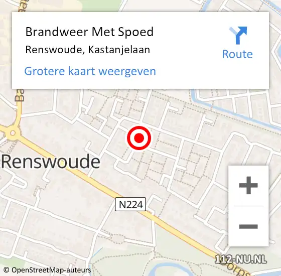 Locatie op kaart van de 112 melding: Brandweer Met Spoed Naar Renswoude, Kastanjelaan op 3 juli 2021 00:30