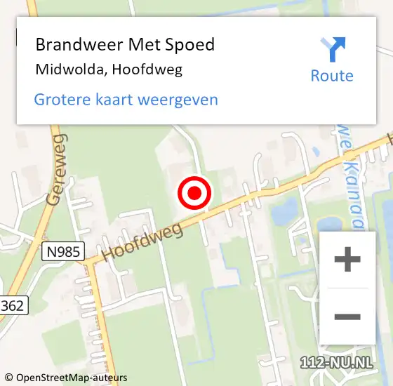 Locatie op kaart van de 112 melding: Brandweer Met Spoed Naar Midwolda, Hoofdweg op 3 juli 2021 00:47