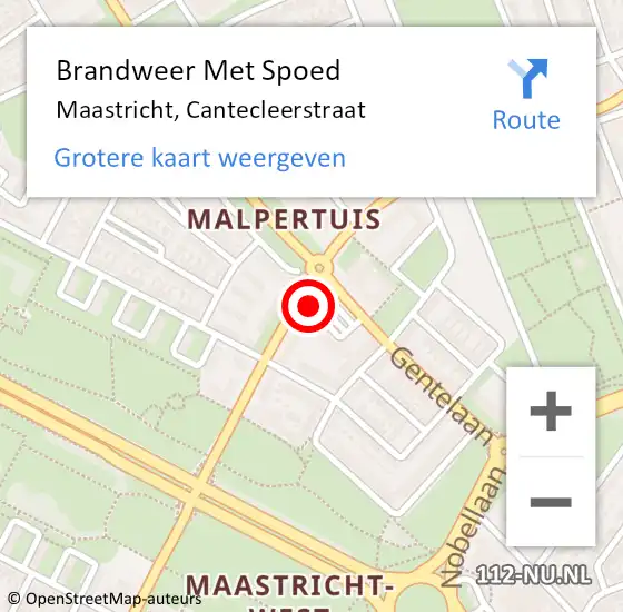 Locatie op kaart van de 112 melding: Brandweer Met Spoed Naar Maastricht, Cantecleerstraat op 3 juli 2021 01:13