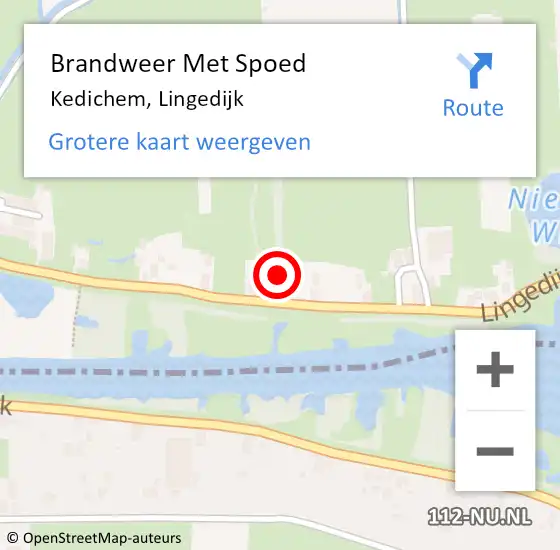 Locatie op kaart van de 112 melding: Brandweer Met Spoed Naar Kedichem, Lingedijk op 3 juli 2021 01:56