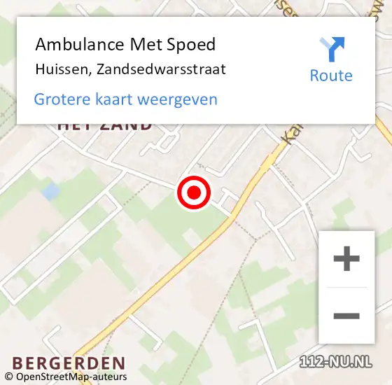 Locatie op kaart van de 112 melding: Ambulance Met Spoed Naar Huissen, Zandsedwarsstraat op 3 juli 2021 02:05