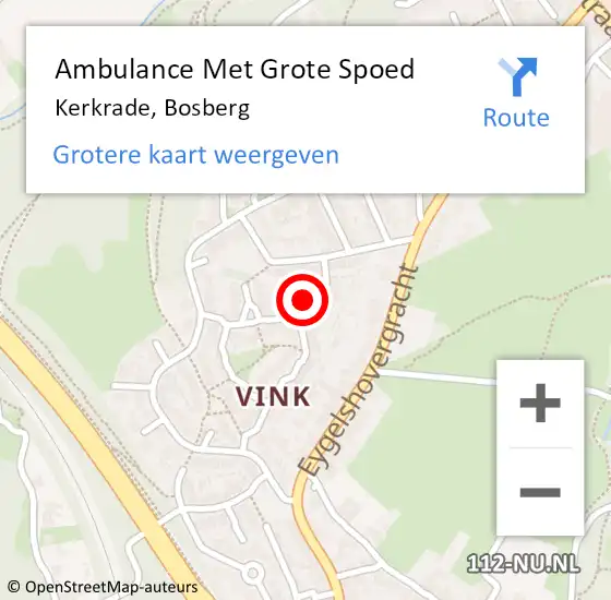 Locatie op kaart van de 112 melding: Ambulance Met Grote Spoed Naar Kerkrade, Bosberg op 15 juni 2014 05:39