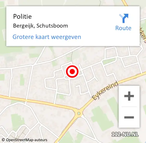 Locatie op kaart van de 112 melding: Politie Bergeijk, Schutsboom op 3 juli 2021 02:38