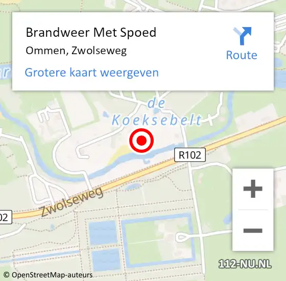 Locatie op kaart van de 112 melding: Brandweer Met Spoed Naar Ommen, Zwolseweg op 3 juli 2021 02:47