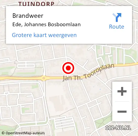 Locatie op kaart van de 112 melding: Brandweer Ede, Johannes Bosboomlaan op 15 juni 2014 05:49