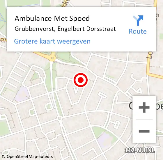 Locatie op kaart van de 112 melding: Ambulance Met Spoed Naar Grubbenvorst, Engelbert Dorsstraat op 15 juni 2014 05:56