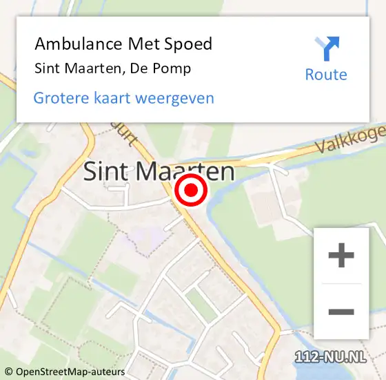 Locatie op kaart van de 112 melding: Ambulance Met Spoed Naar Sint Maarten, De Pomp op 3 juli 2021 04:08