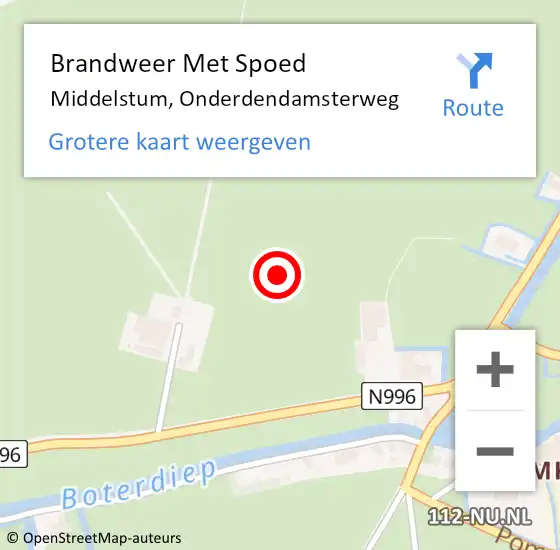 Locatie op kaart van de 112 melding: Brandweer Met Spoed Naar Middelstum, Onderdendamsterweg op 3 juli 2021 04:39